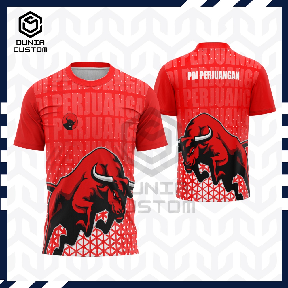 Kaos PDIP || Kaos Baju T-Shirt Partai PDI Perjuangan Pdip Fullprint || Kaos Motif PDI PERJUANGAN