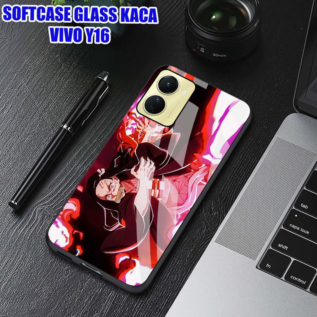 Softcase Glass Kaca ViVO Y16- Case Hp Pelindung Handphone ViVO Y16 [ A92]