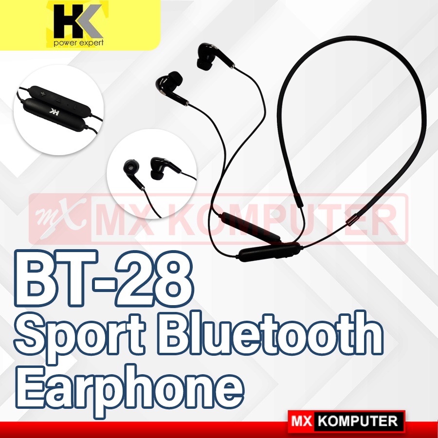 HK Headset Bluetooth BT-28 Neckband Headphone Sports Wireless Original