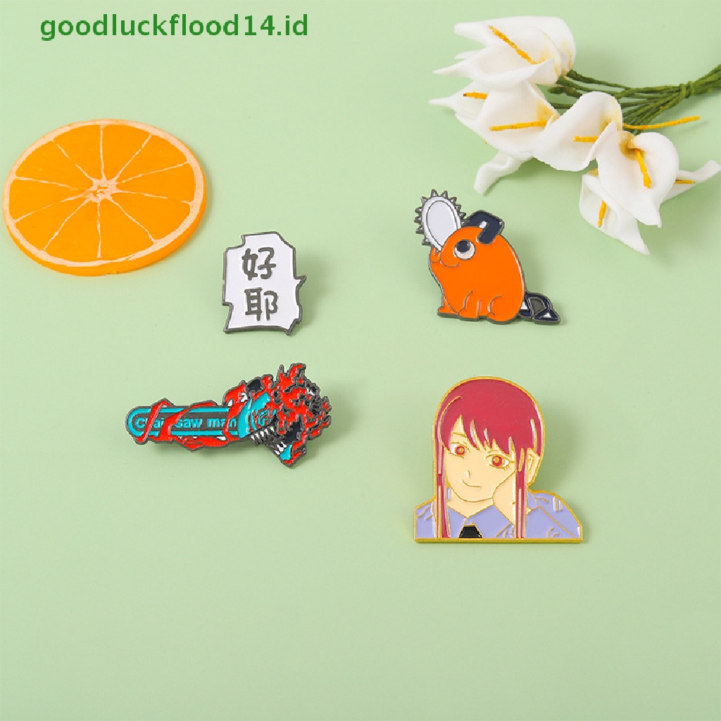 [GOOGFOUR] Jepang Dan Neraka Maskot Enamel Pin Rantai Man Makima Pochita Bros Kerah Lencana Ikon Anime Perhiasan Hadiah Kartun Enamel Lencana [TOP]