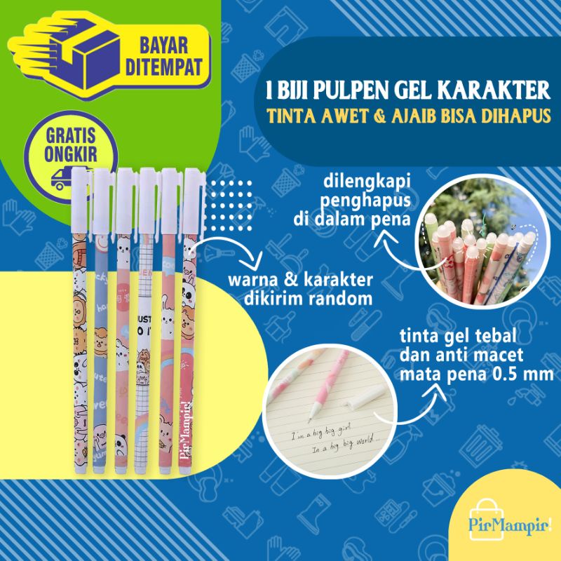 

ERASABLE CUTE GEL PEN - 1 pcs Pulpen Ajaib Bisa Dihapus Pena Aneka Karakter Lucu Bolpen Gel Pilihan Warna Warni Stationary Kantor Alat Tulis Anak Sekolah Mahasiswa Kuliah
