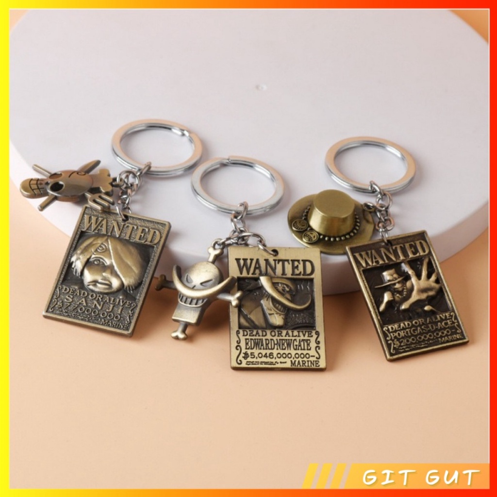 Keychain Gantungan Kunci One Piece Luffy Wanted Poster