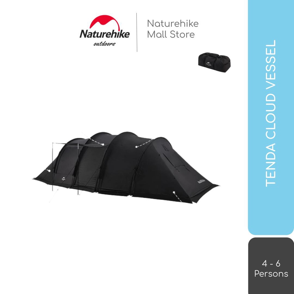 TENDA CLOUD VESSEL 4 FRAME BLACK CAMPING GLAMPING NATUREHIKE NH20ZP015