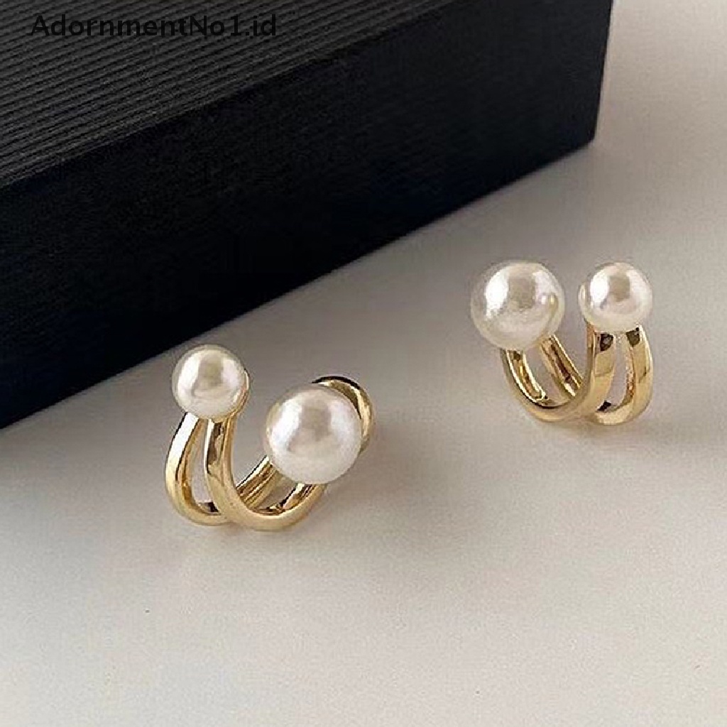 [AdornmentNo1] Baru 1pasang Gadis Manis Lucu Imitasi Double Pearl Rhinestones Earrings Ear Stud [ID]