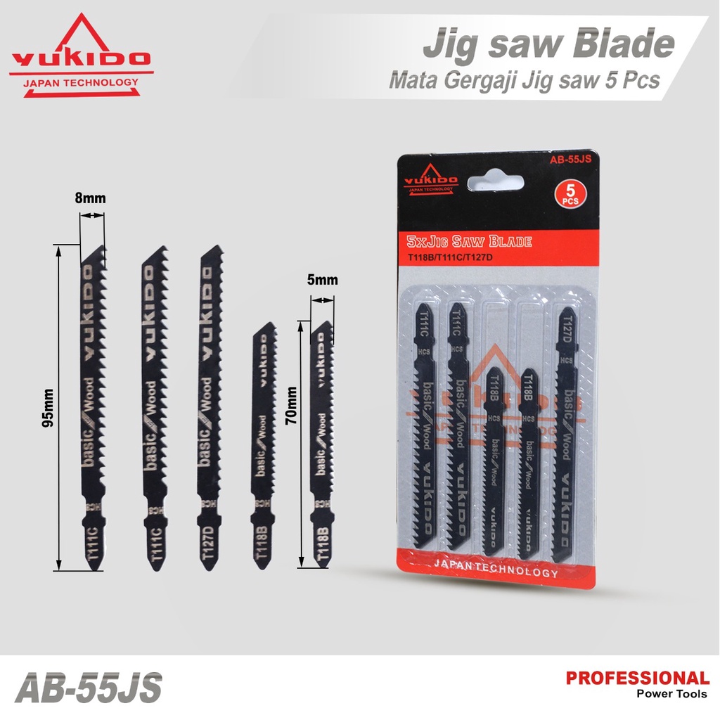 MATA JIGSAW JIG SAW Gergaji Kayu Triplek Basic for Wood - YUKIDO T111C YUKIDO T111C T127D T118B Mata Pisau Gergaji Kayu Jigsaw Blade Basic Wood 5 pcs - Perlengkapan Rumah &gt; Alat Pertukangan &amp; Renovasi Rumah &gt; Perkakas &gt; Gergaji, Mesin Pemotong, &amp; Gerinda