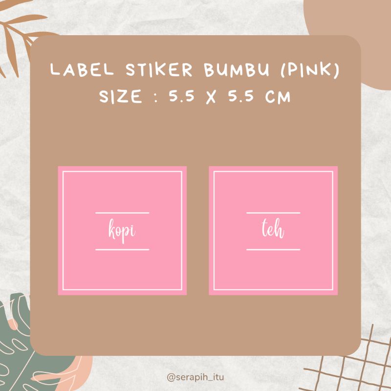Sticker Label Bumbu Dapur Pink Waterproof Aesthetic Termurah