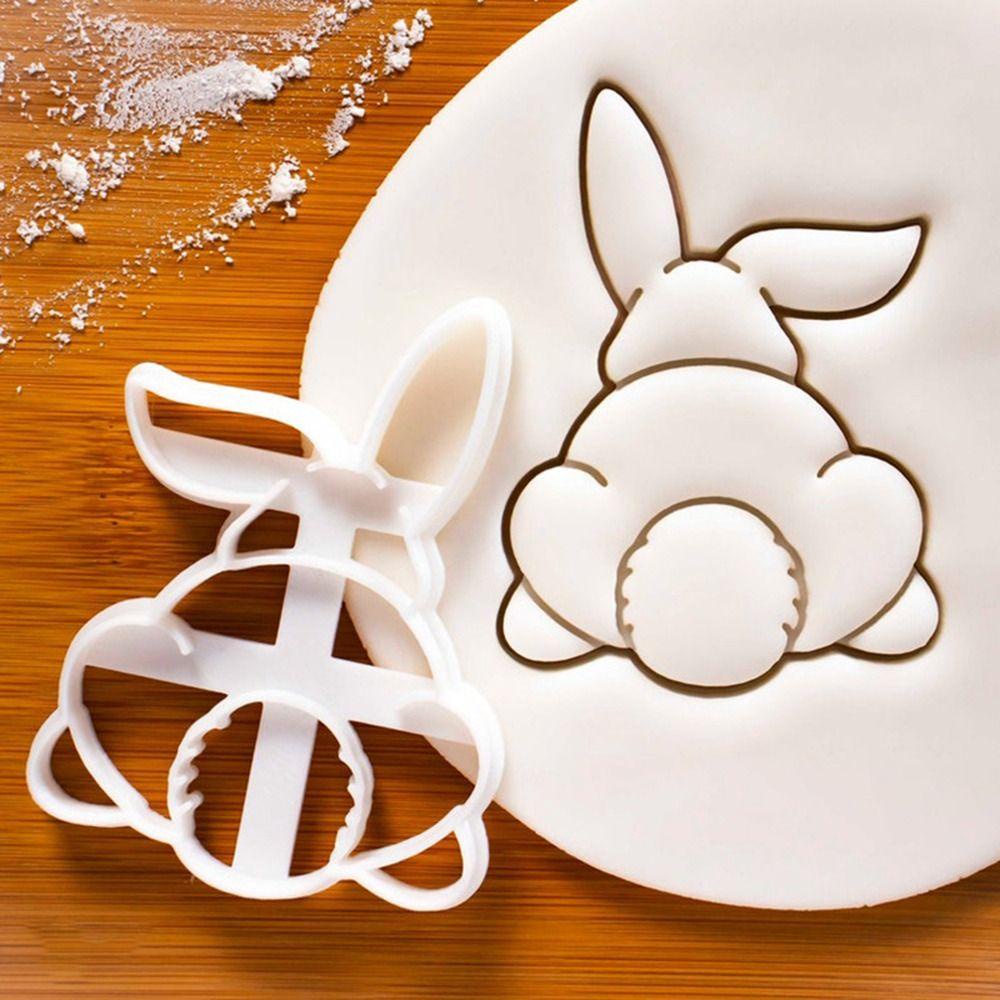 Solighter 2pcs/set 3D Easter Rabbit Food Fondant Pastry Dekorasi Cetakan Kue Plunger Cookie Cutter