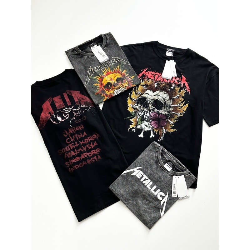 KAOS PRIA DAN WANITA UNISEX BERSHKA Metallica License T-Shirt
