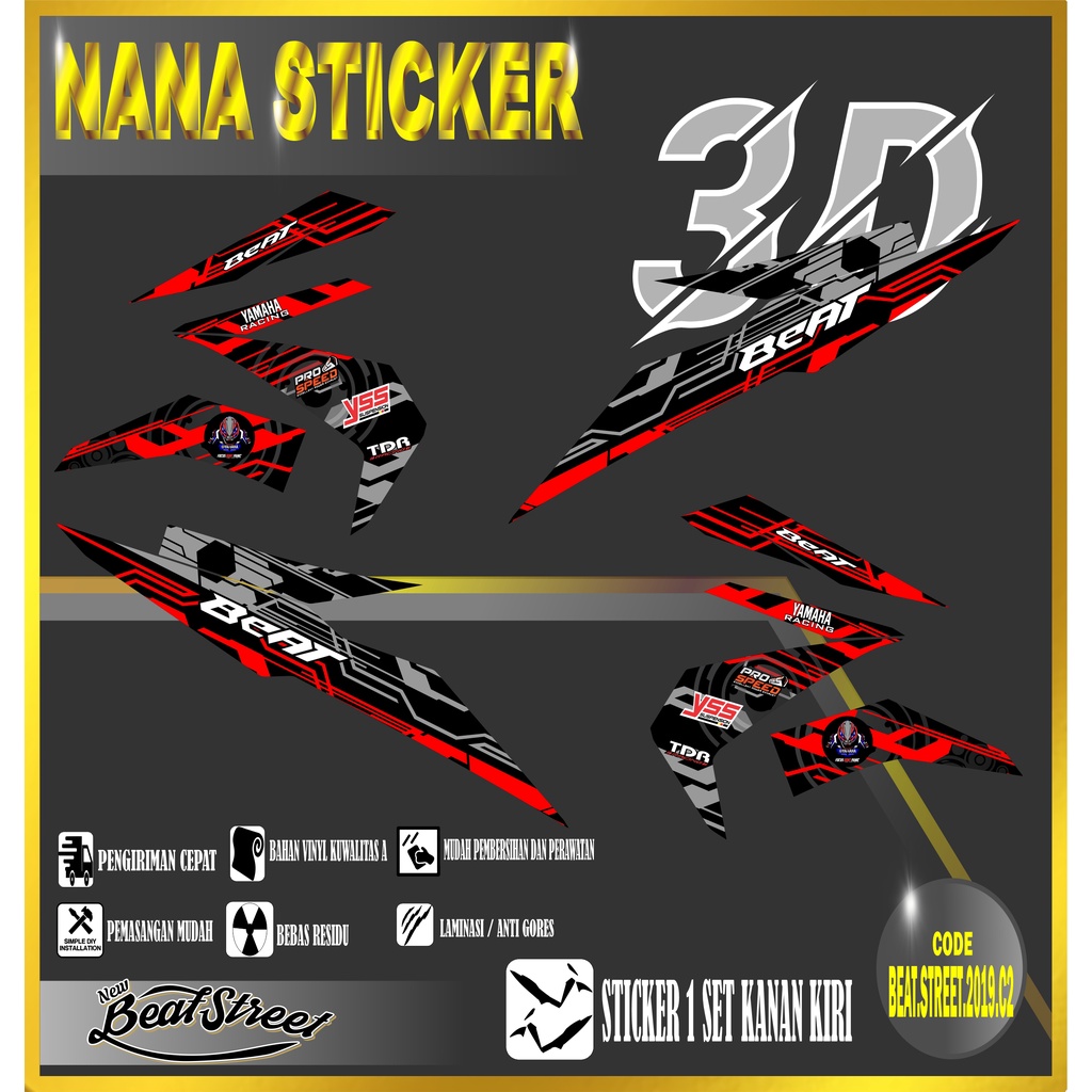 STRIPING VARIASI BEAT STREET 2019  - Sticker Striping Variasi List Honda BEAT STREET 2019 CODE C2