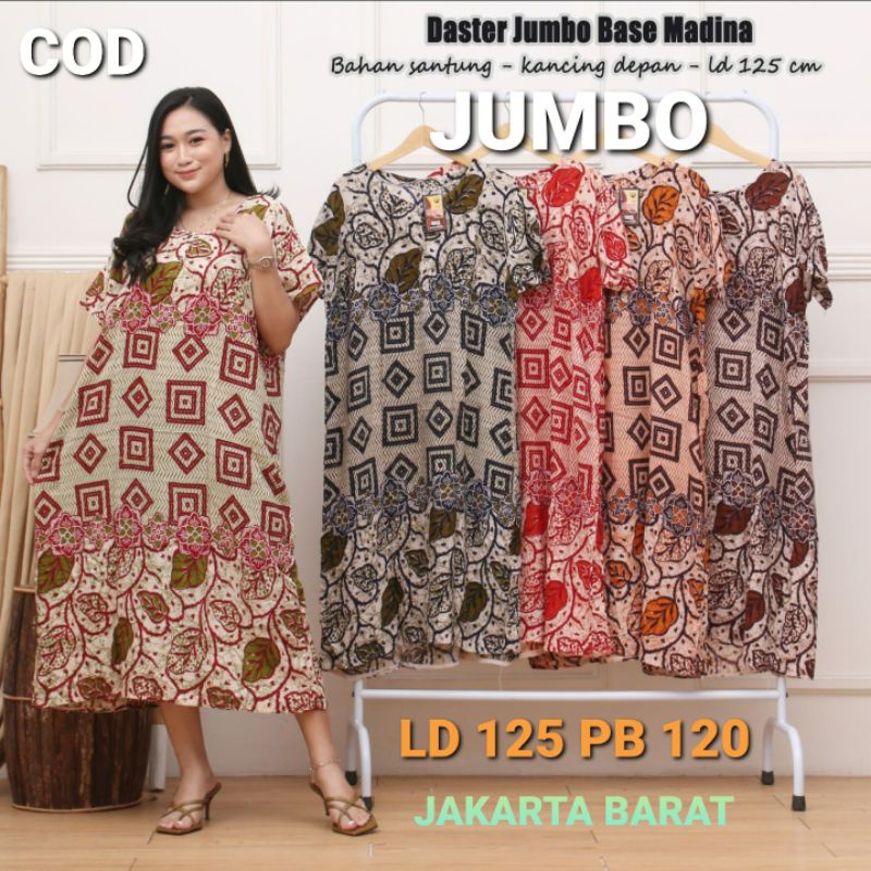 DASTER JUMBO XXL MOTIF BASE MADINA BUSUI KANCING DRESS BAJU TIDUR