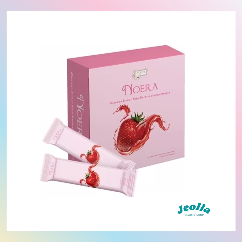 NOERA Collagen Drink With Birdnest and Saffron Extract (Strawberry &amp; Peach) | Minuman Kolagen Pemutih Badan | Suplemen Pemutih Kulit BPOM | Premium