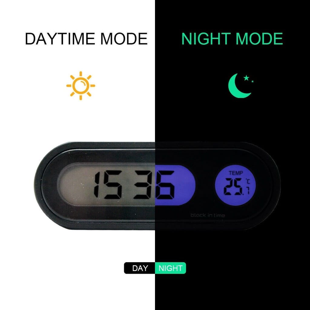 Ready Jam Digital LED Blacklight Biru Dengan Termometer Untuk Dashboard Mobil