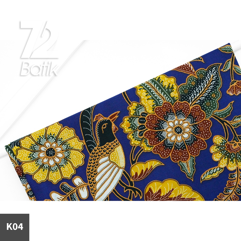 KAIN BATIK PREMIUM Bahan Katun Motif Burung Kembang Ceplok Biru Dongker 722745 Cap 72 Jarik Jarit Samping Kebat Panjang Batik Katun Modern Premium Bahan Seragam Batik Pernikahan Kantor Keluarga Murah Kamen Jadi Batik Bali Lembaran