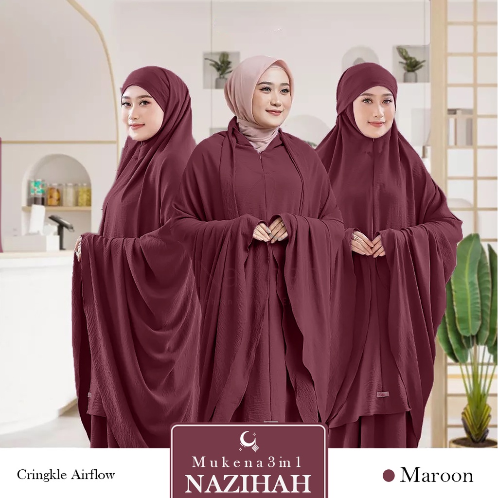 MUKENA NAZIHAH Mukena Crinkle Airflow 3in1 Premium Resleting Ayra