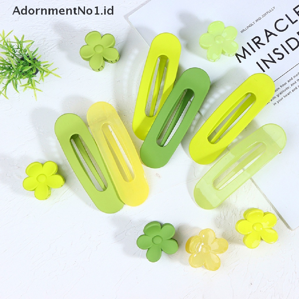 [AdornmentNo1] Jepit Rambut Besar Hijau Hair Barrette Side Flower Clip Duckbill Clip Klip Makeup [ID]