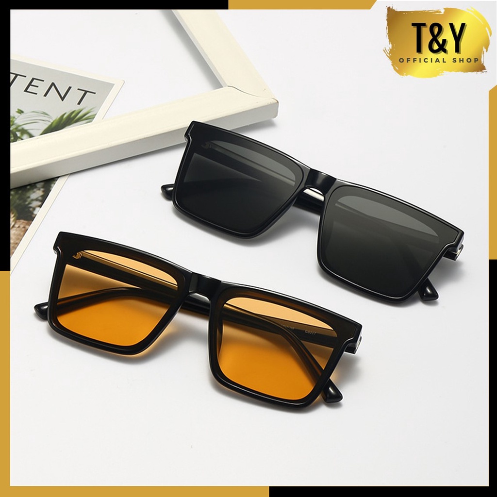 T&amp;Y Kacamata Hitam Bentuk Kotak Korean 6638 Fashion Anti UV Sunglassess Eyewear Design Retro Pria Wanita Murah Import