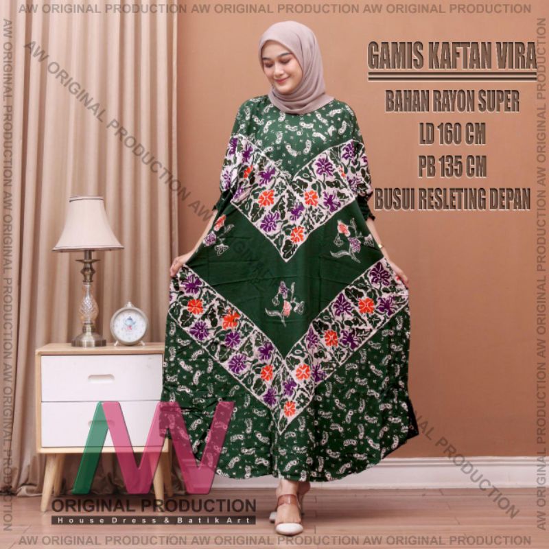 Kaftan Jumbo Cap Rayon Premium Busui Resleting Depan Lengan Pendek Berkaret Kaftan Kekinian Termurah