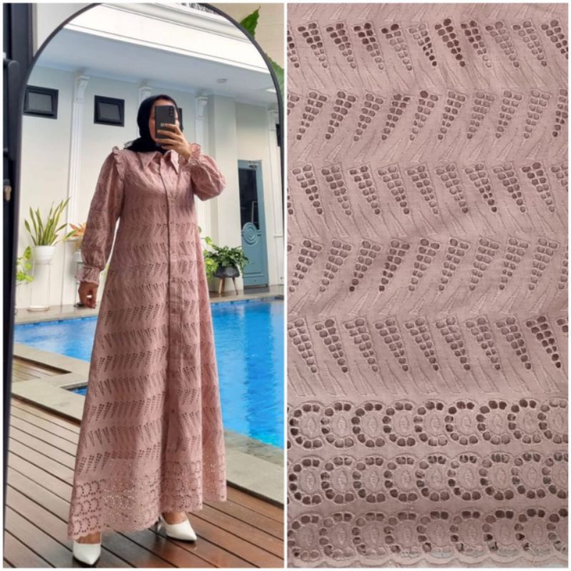 ♡kareemabutik♡ gamis katun bordir katun ori edness kayla