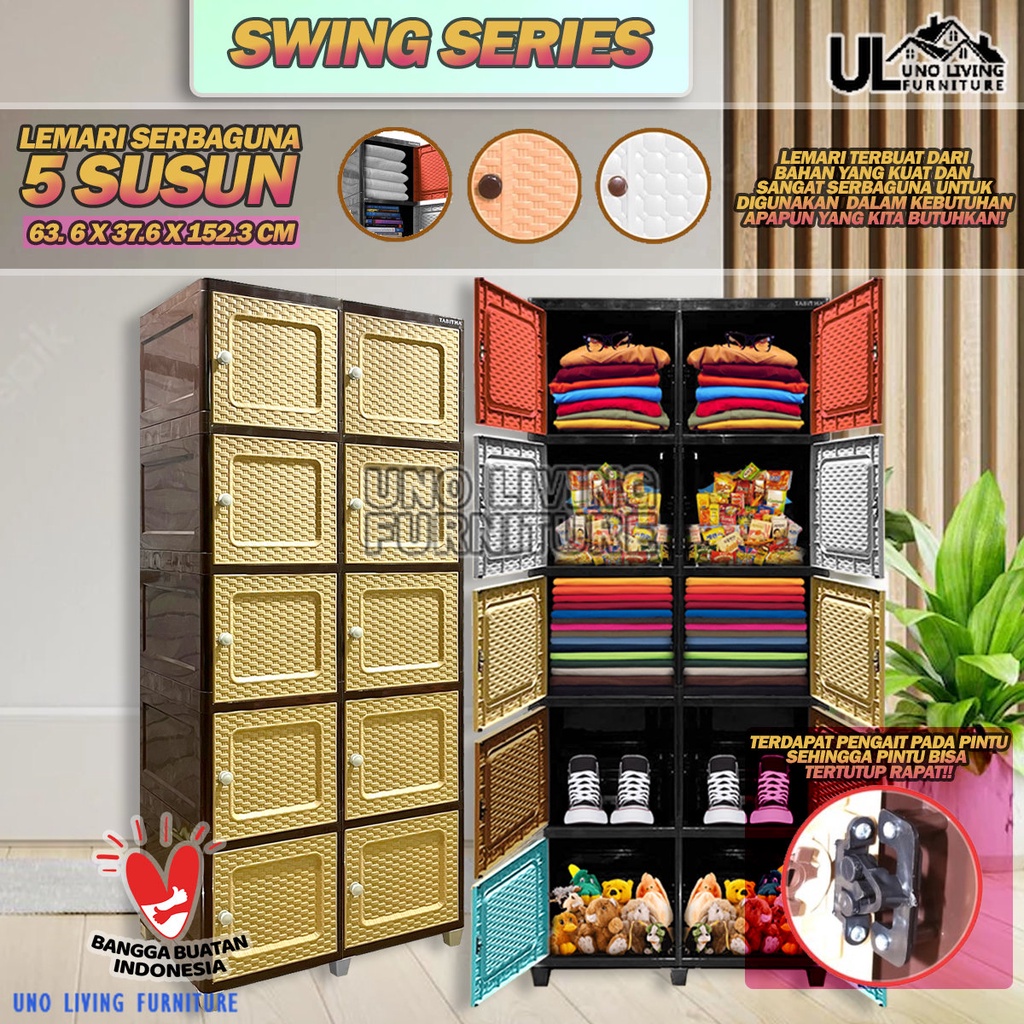 Lemari Plastik Serbaguna DOUBLE 5 SUSUN Tabitha CLICKS Tabitha LOKI LOKER SERBAGUNA Lemari Pakaian CABINET LEMARI TABITHA LEMARI SWING