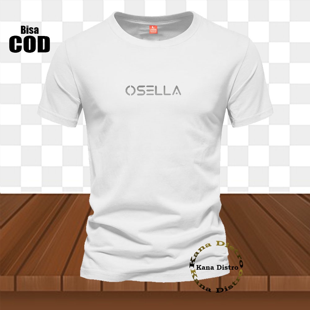 Baju Kaos Distro Osella Text Silver Premuim Quality Kaos COD Lengan Pendek Keren Kaos Kata Kata Cewe