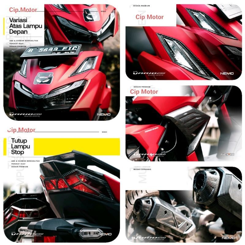 Cover corong knalpot tutup mufler vario 160 Carbon Nemo