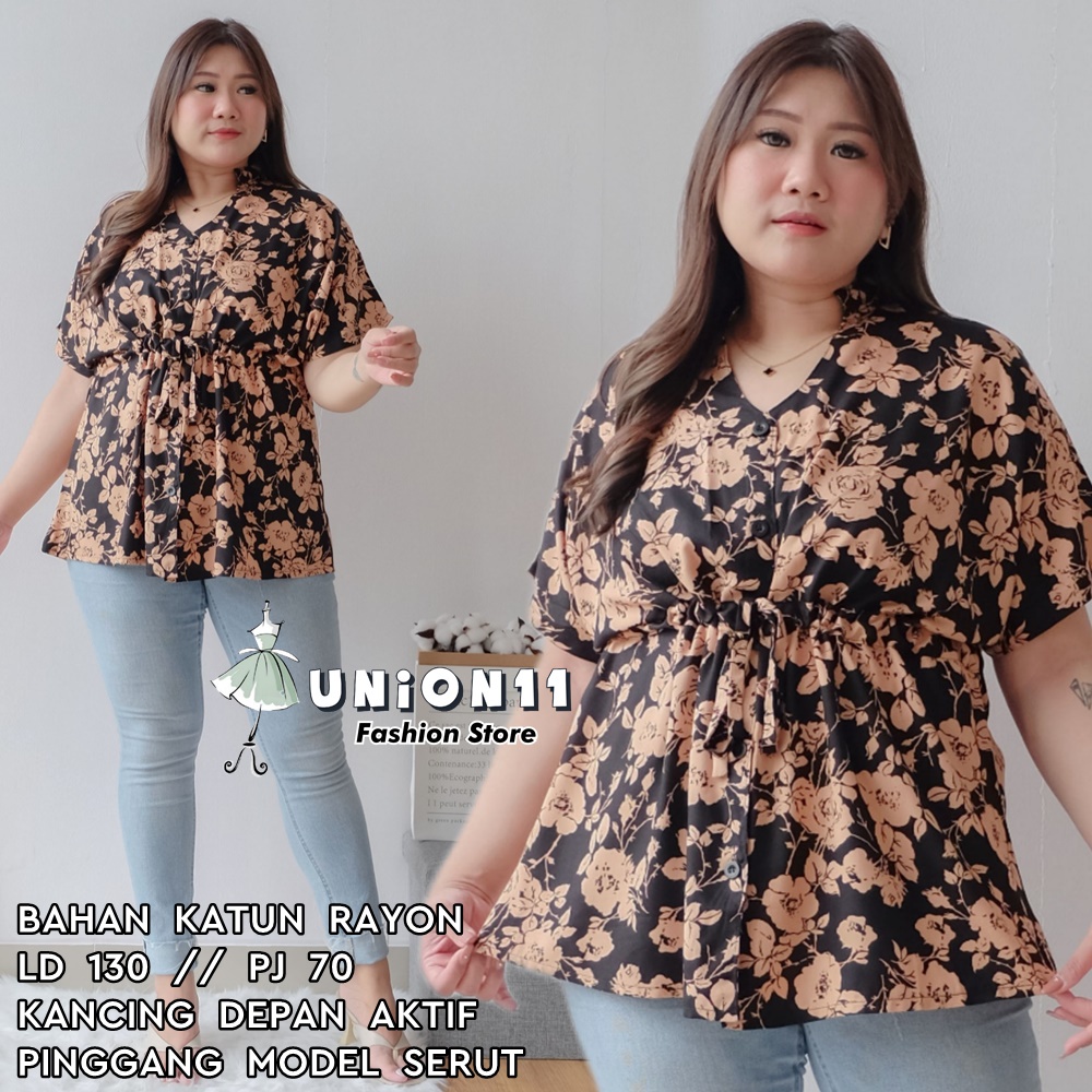 UNION11- ATASAN WANITA JUMBO XXXL / BAJU JUMBO WANITA / BAJU KERJA WANITA BIGSIZE / BLOUSE JUMBO WANITA / ATASAN JUMBO WANITA LD 130