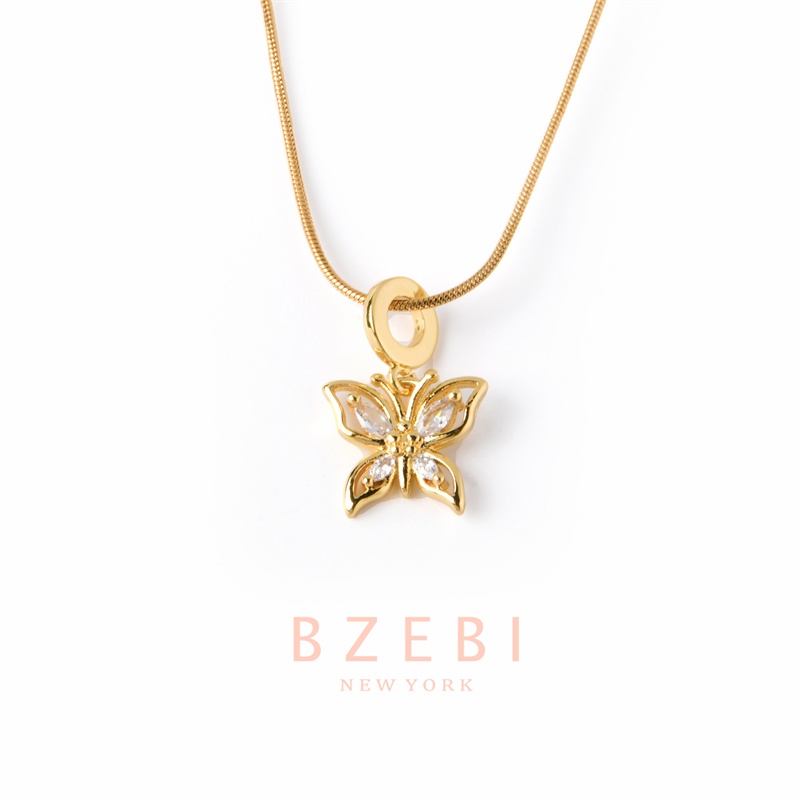 Bzebi Kalung Emas 18k, Kalung Baja Titanium, Kalung Liontin Berlian, Anti Karat, Aksesoris Fashion Wanita, Perhiasan Gaya Korea Hadiah Ulang Tahun Dengan Kotak Eksklusif 1117n