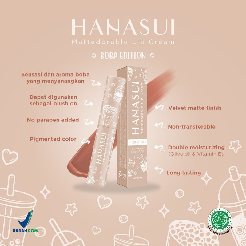 HANASUI LIP BOBA/HANASUI MATTEDORABLE LIP CREAM BOBA EDITION
