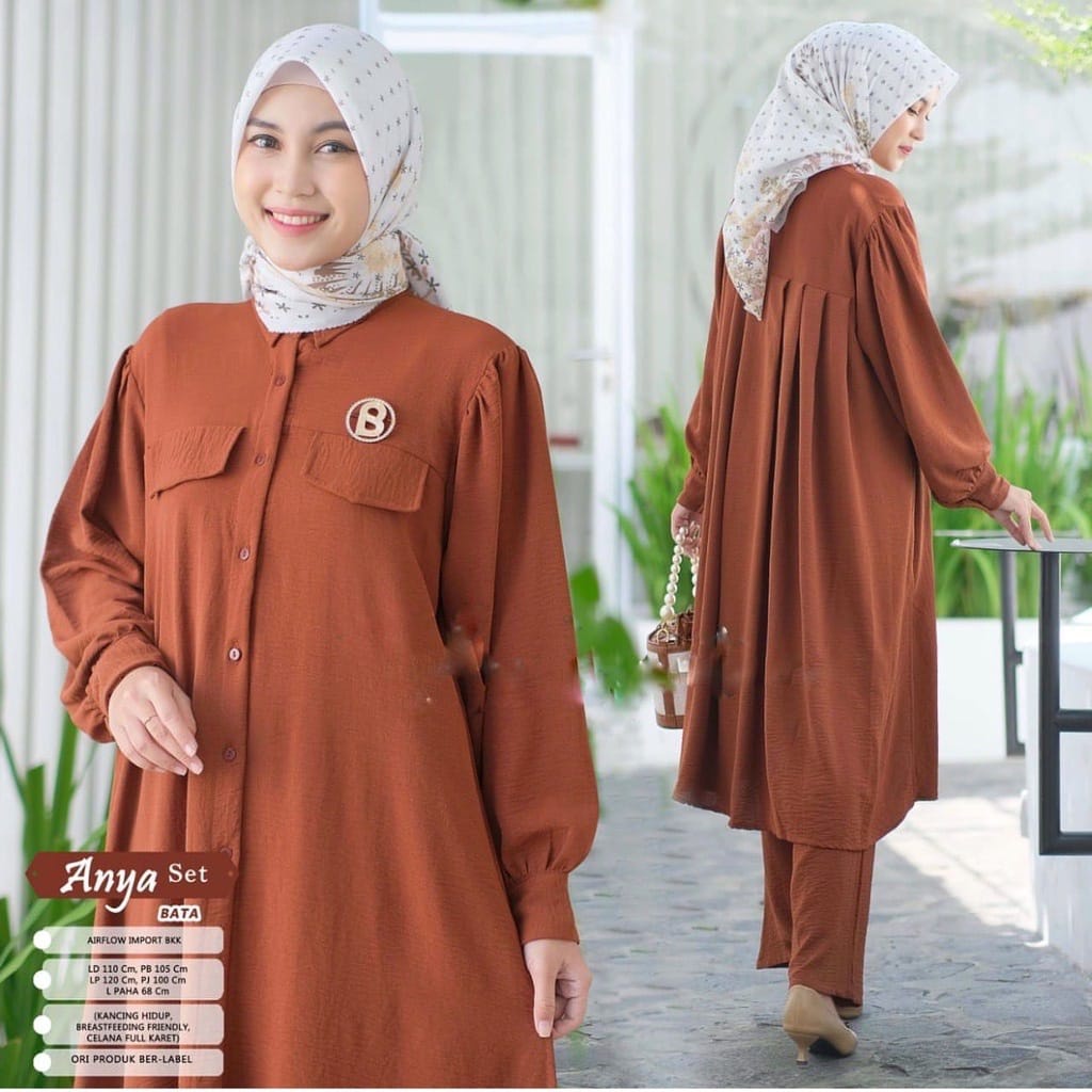 ANYA SET // SETELAN TUNIK LONG CRINCLE AIRFLOW