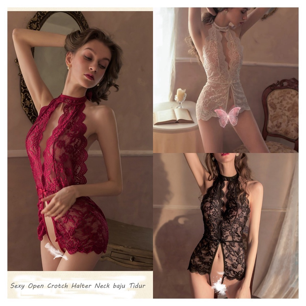 Sexy Lingerie Bodysuits Baju tidur Wanita Seksi Halter bodysuit Lingerie Renda A556-2