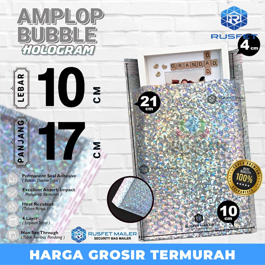 

Amplop Bubble Mailer Hologram 10x21cm BUBBLE WRAP ENVELOPE RUSFET