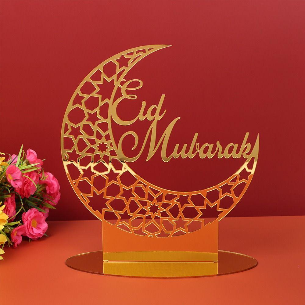 Pineapple Eid Mubarak Decor Gold Perlengkapan Pesta Akrilik Islam Hiasan Muslim