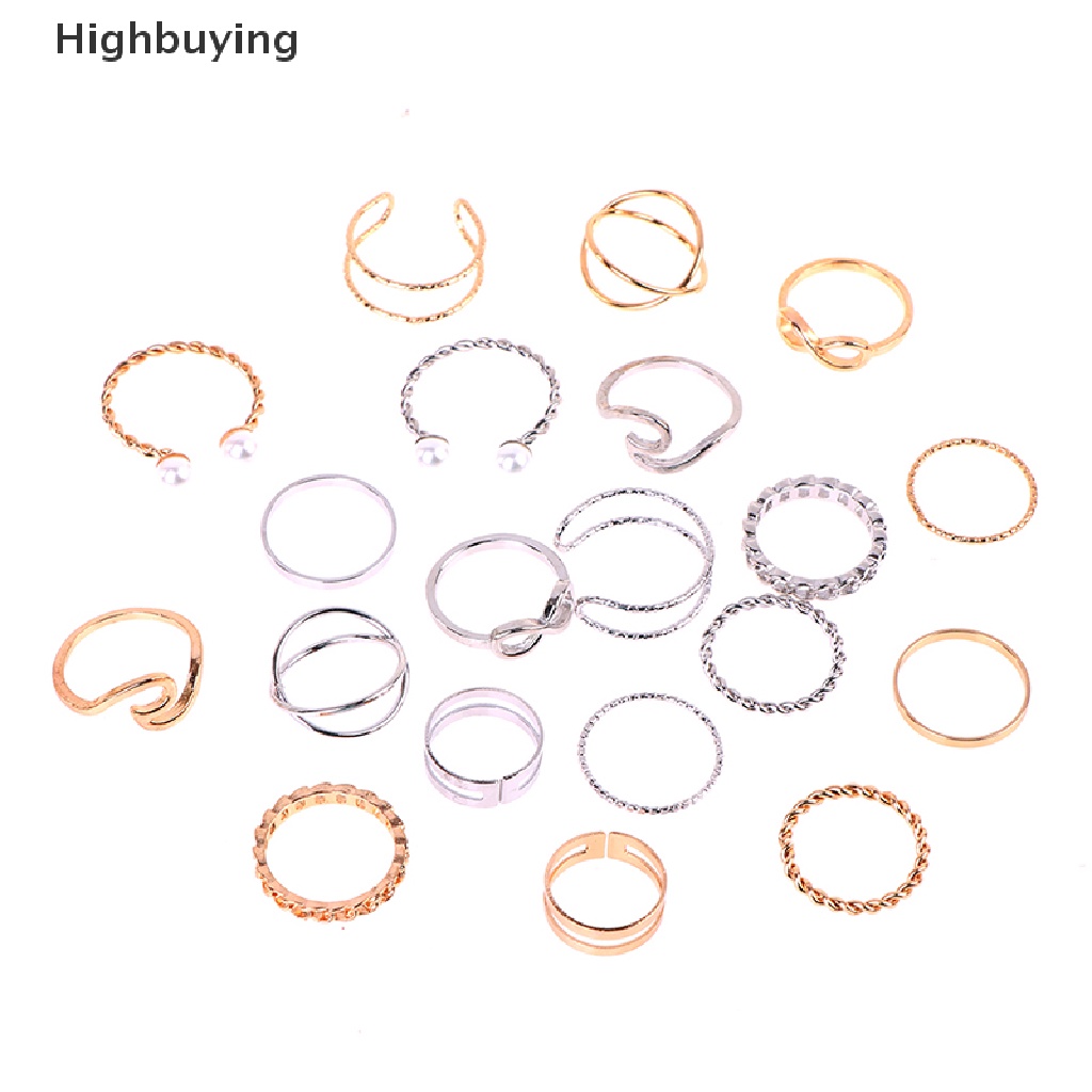 Hbid 10Pcs/set Cincin Kepribadian Fashion Wanita Hadiah Perhiasan Glory