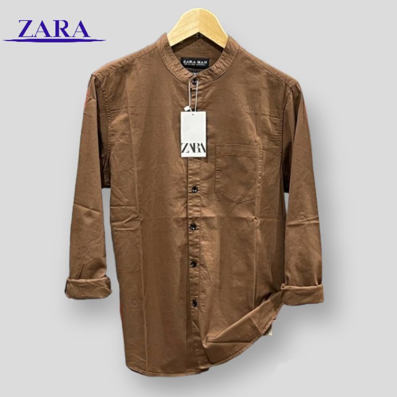 Kemeja Zara Shanghai Premium Pria Style Kemeja Polos Hitam Putih