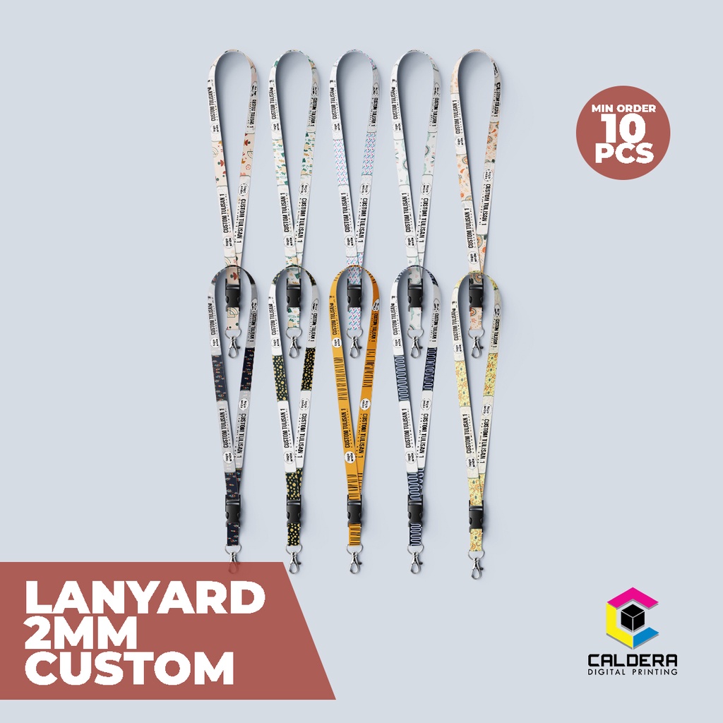 

Tali Lanyard 20mm gantungan ID Card / HP / Pod Custom Logo dan Tulisan Sendiri bisa cetak 2 sisi minimal order 10pcs - CALDERA DIGITAL PRINTING