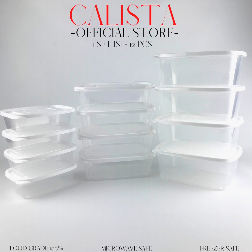 TOPLES SET CALISTA BENING FURANO PUTIH TRANSPARANT ISI 12PCS FOOD KONTAINER PREP CONTAINER KULKAS SET TEMPAT WADAH KOTAK PENYIMPANAN MAKANAN TOPLES KUE KERING LEBARAN 1 SET