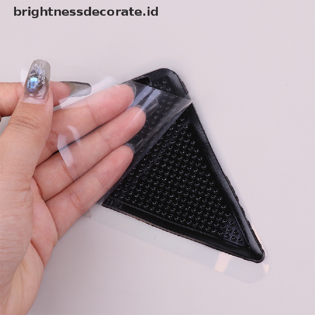 [Birth] 4pcs/set Segitiga Dicuci Reusable Rug Gripper Anti Selip Karet Mat Non Slip Patch Tape Untuk Lantai Ubin Karpet Sudut Pad [ID]