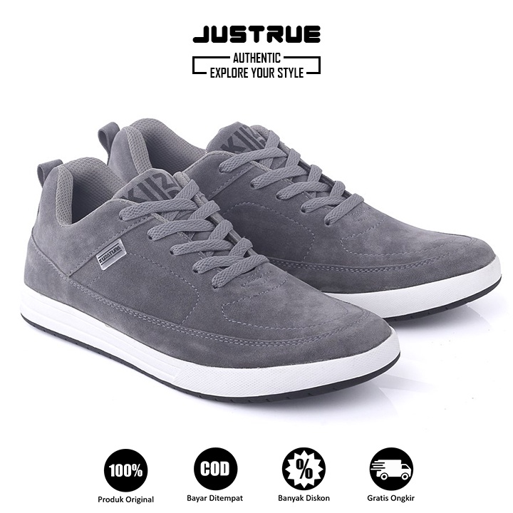 Justrue Sepatu Pria Sneakers Abu Original 100% 569