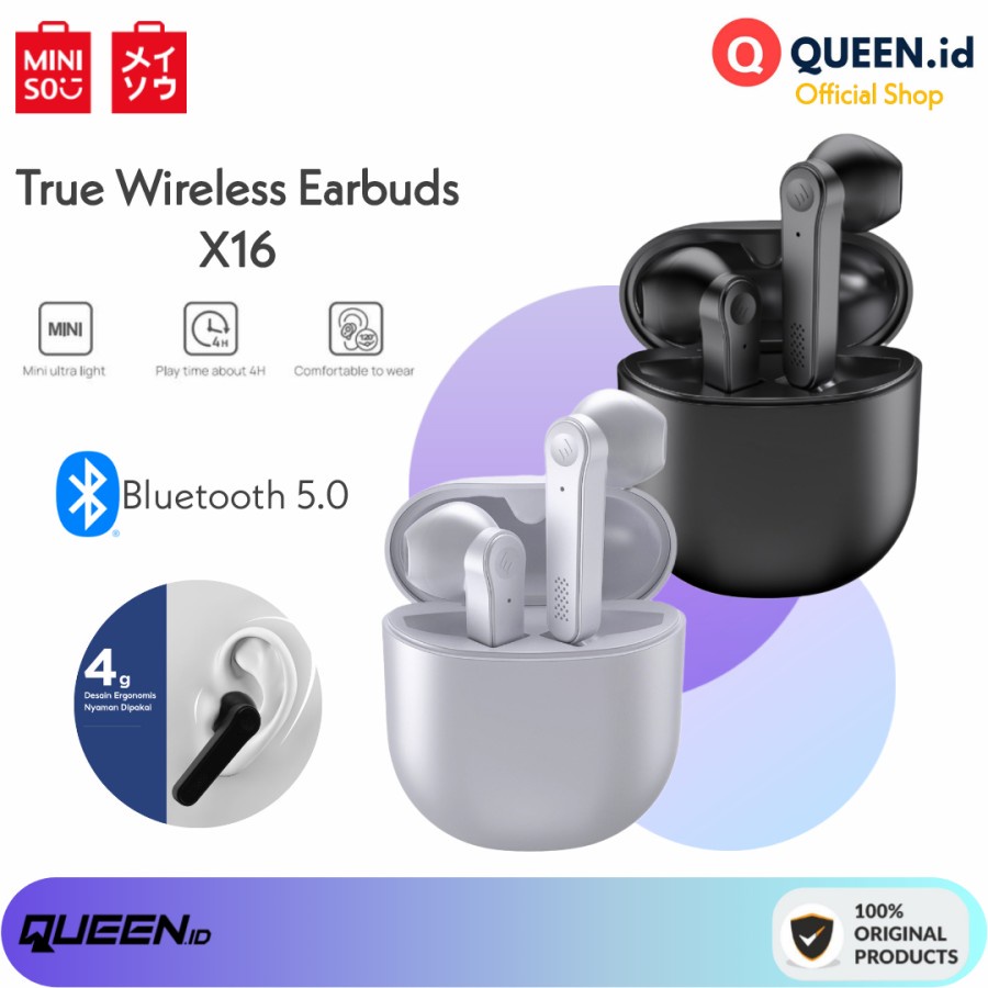 Miniso X16 TWS True Wireless Earbuds Headset Bluetooth 5.0 HiFi HD