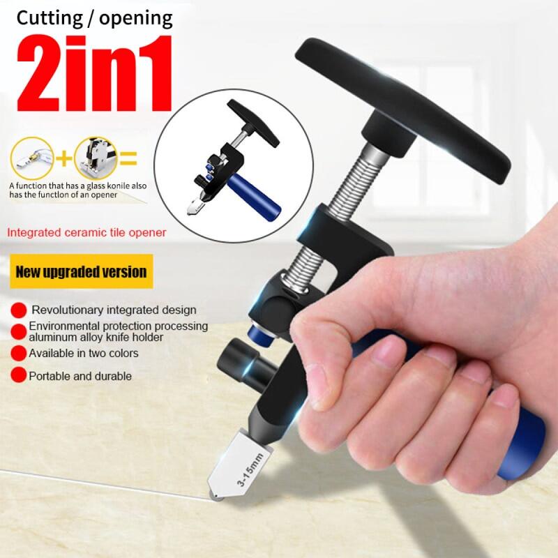 YUN Mall 2 In 1 Alat Pemotong Kaca/Ubin/Keramik Manual Multifungsi Mudah Digunakan