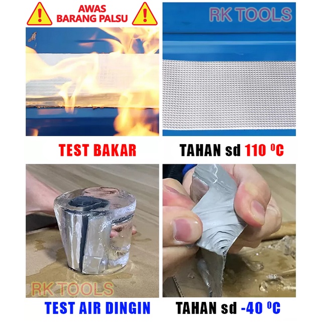 UKURAN (3-5-10-15) cm x 500 cm Lakban Anti Bocor Atap Anti Air Aluminum Foil Waterproof Pollak Lem Anti Bocor Atap Dinding Penambal Bocor Seng Lakban Anti Bocor Dinding Lakban Ajaib Spray Anti Bocor genteng dinding rembes hujan atap retak pipa wastapel