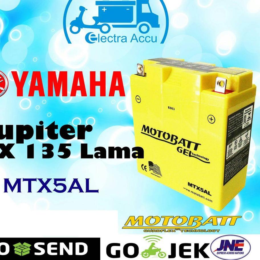 Aki Motor Yamaha Jupiter MX 135 Lama MTX5AL Motobatt Aki Kering Gel