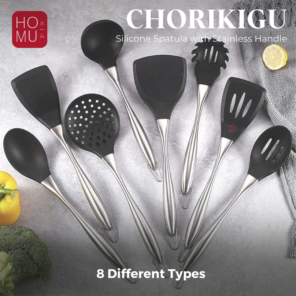 Set Spatula Silikon Food Grade BPA Free Gagang Stainless Steel