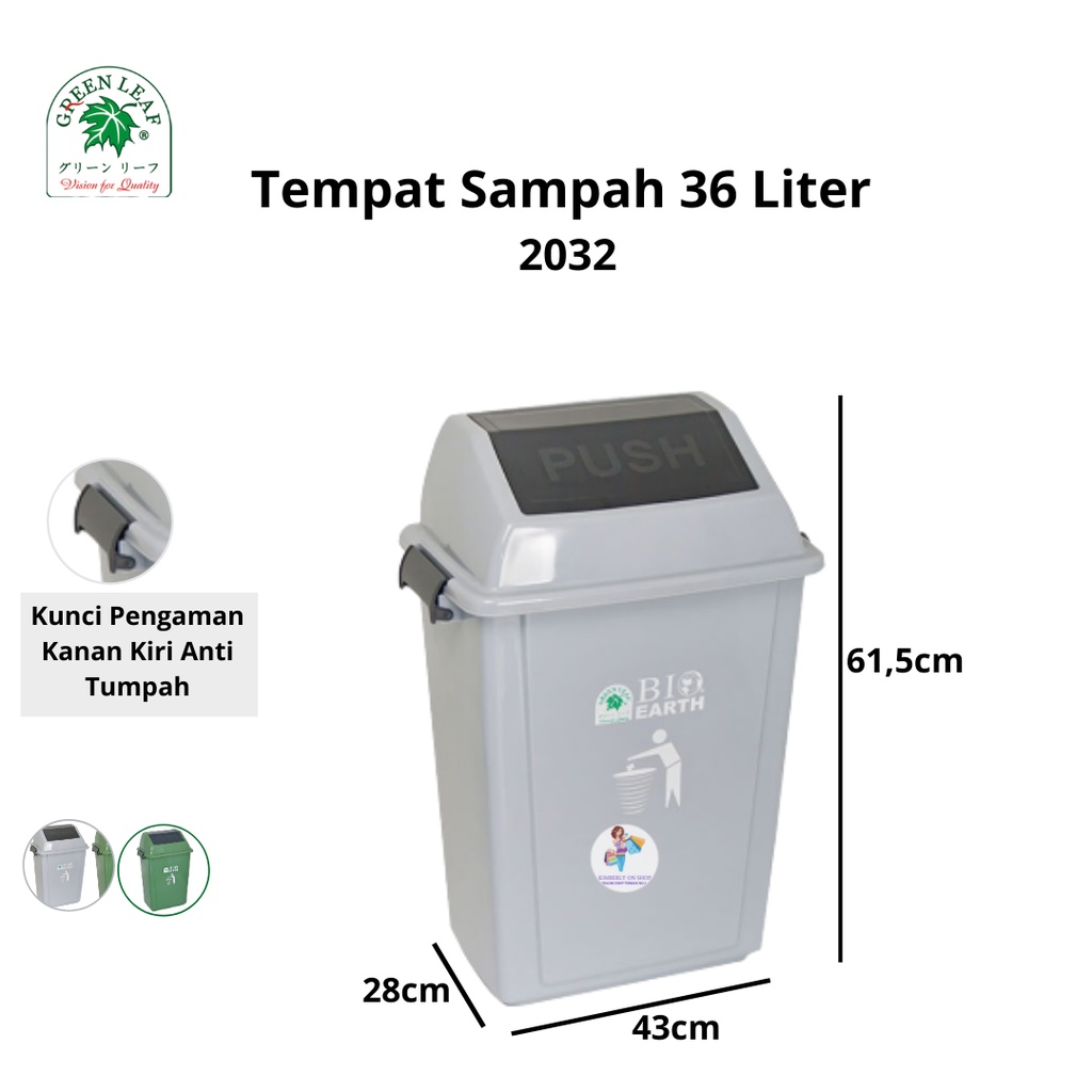 Tempat Sampah BIO Dustbin 36 Liter 2032 Green Leaf