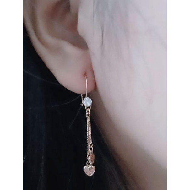 anting kait mp 1 m. itali bandul love / anting perak silver 925 lapis emas/ anting fashion wanita terbaru