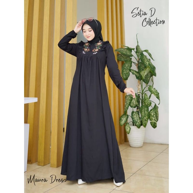 Fashion Muslim Gamis AZKIYA MAURA  AZIZAH bordir crinkle airflow premium dress mewah maxy terbaru