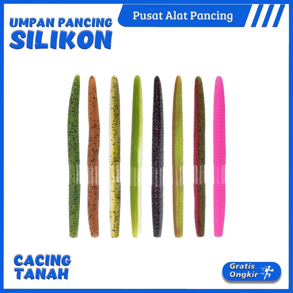 Umpan Cacing Tanah Umpan Lunak Buatan Silikon Umpan Ikan Tackl Umpan Berenang Aksesoris Memancing La