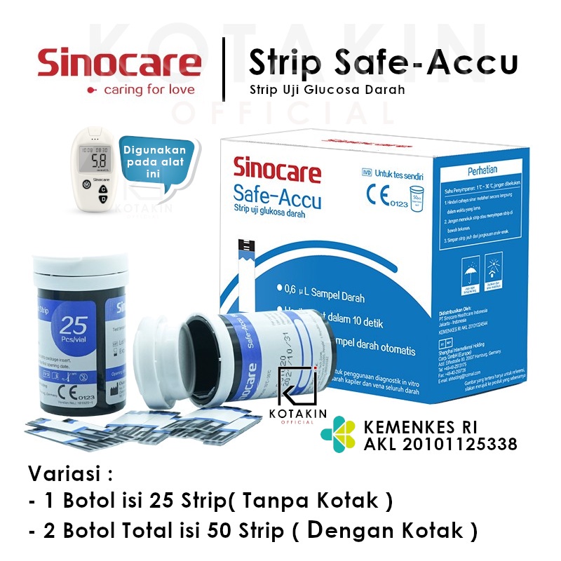 Sinocare Strip Gula Darah Sinoheart Safe-Accu /Strip Glukosa Safe Accu