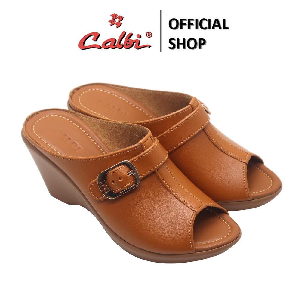 CALBI DQ 2362 Sandal Wedges Perempuan 7cm Selop Kulit Formal Classic