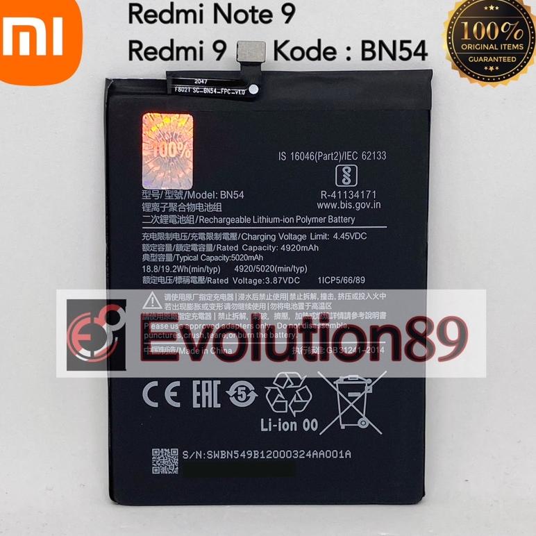 [ZQ8] Baterai Batre Xiaomi BN54 Redmi 9 Batere BN 54 Xiaomi Redmi Note 9 Ori